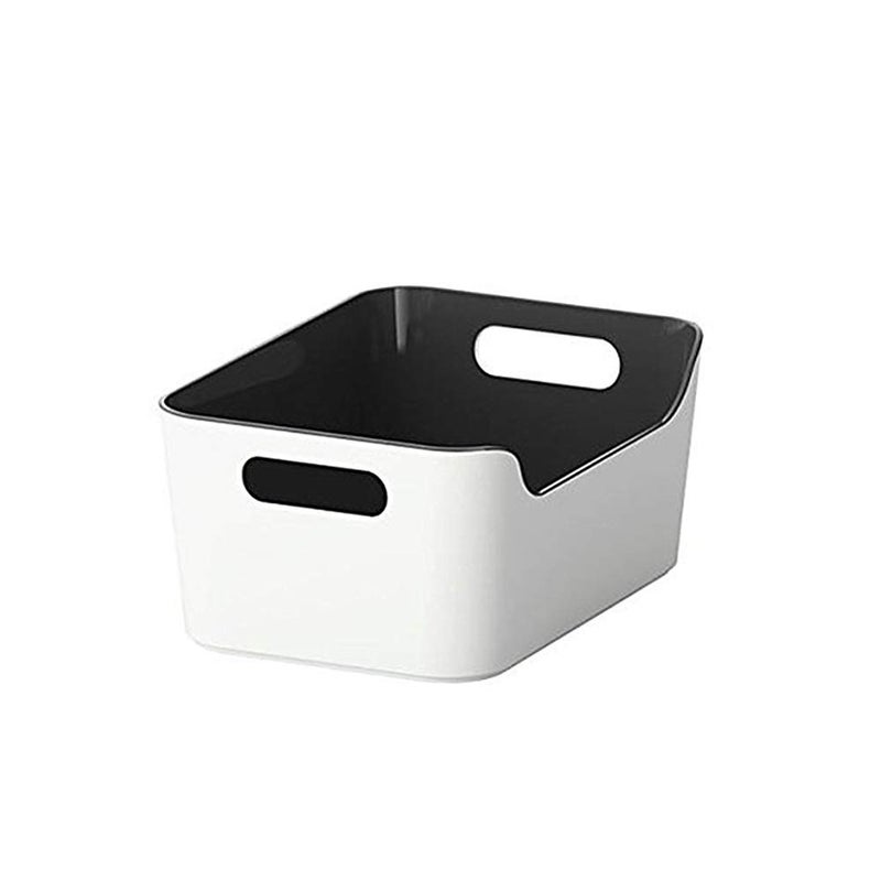 VARIERA Open Storage Box,Kitchen Cabinet and Pantry Storage Organizer Bin - Two Cut-Out Handles That Make 9.4 x 6.75 x 4.3 Inches (Black /White) - Image 1